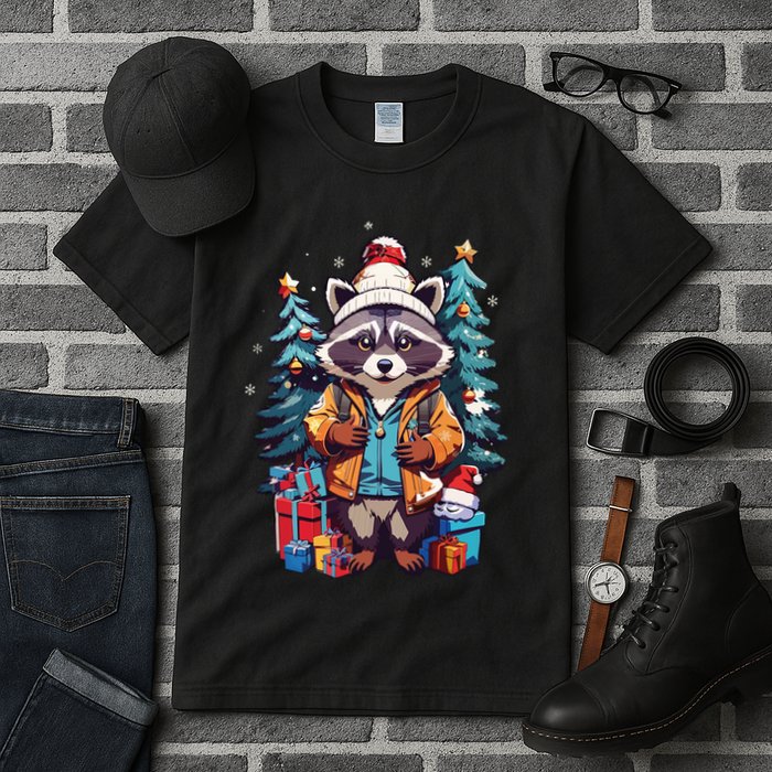 Christmas Raccoon Tall T-Shirt