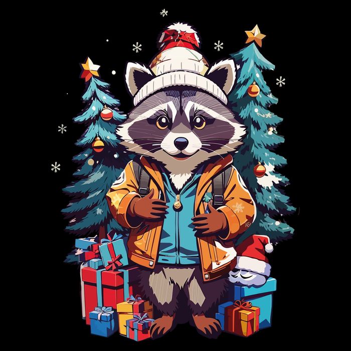 Christmas Raccoon Tall T-Shirt