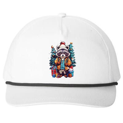 Christmas Raccoon Snapback Five-Panel Rope Hat