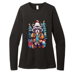 Christmas Raccoon Womens CVC Long Sleeve Shirt