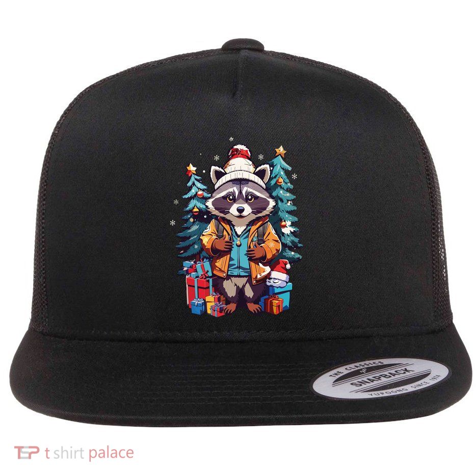 Christmas Raccoon Flatbill Hat