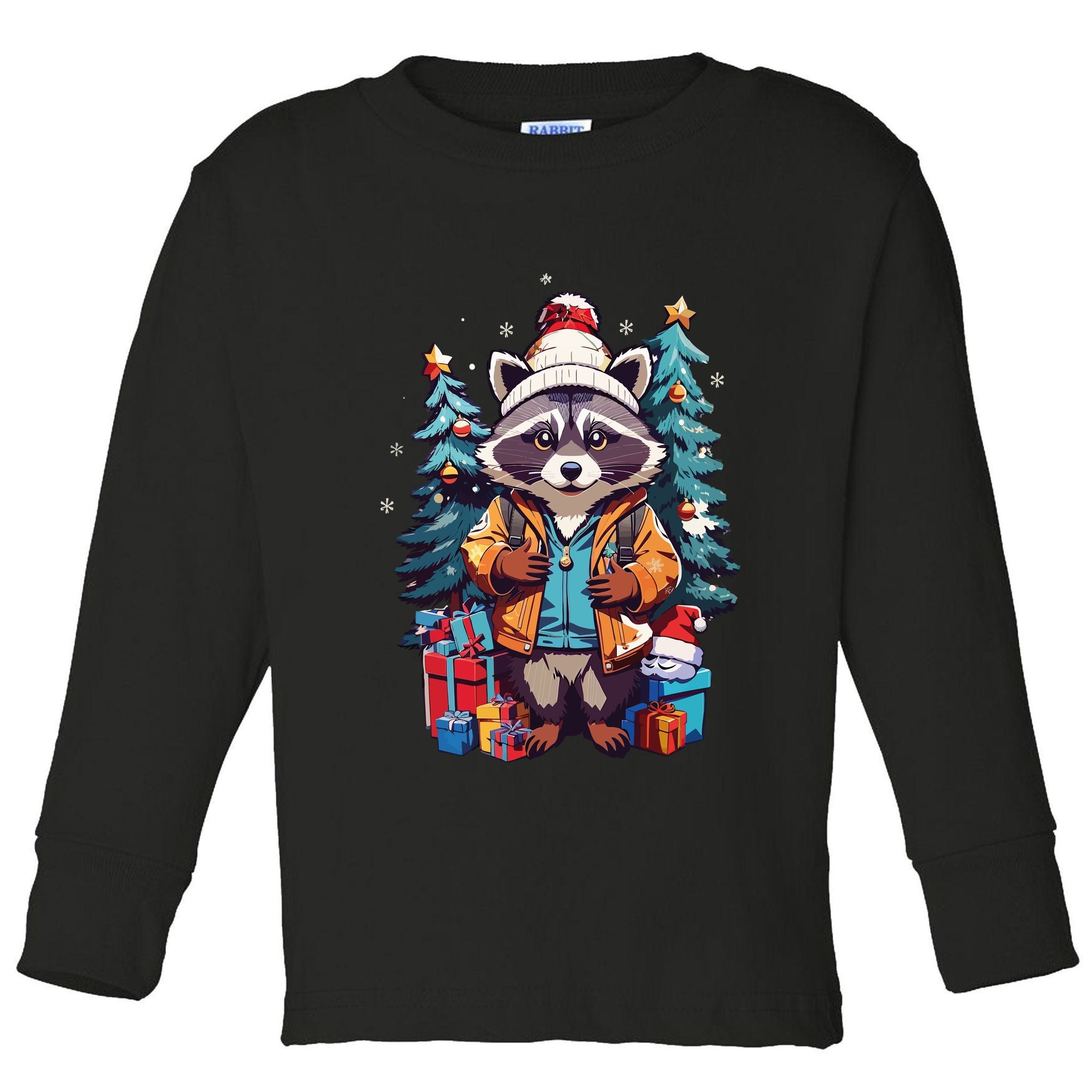 Christmas Raccoon Toddler Long Sleeve Shirt