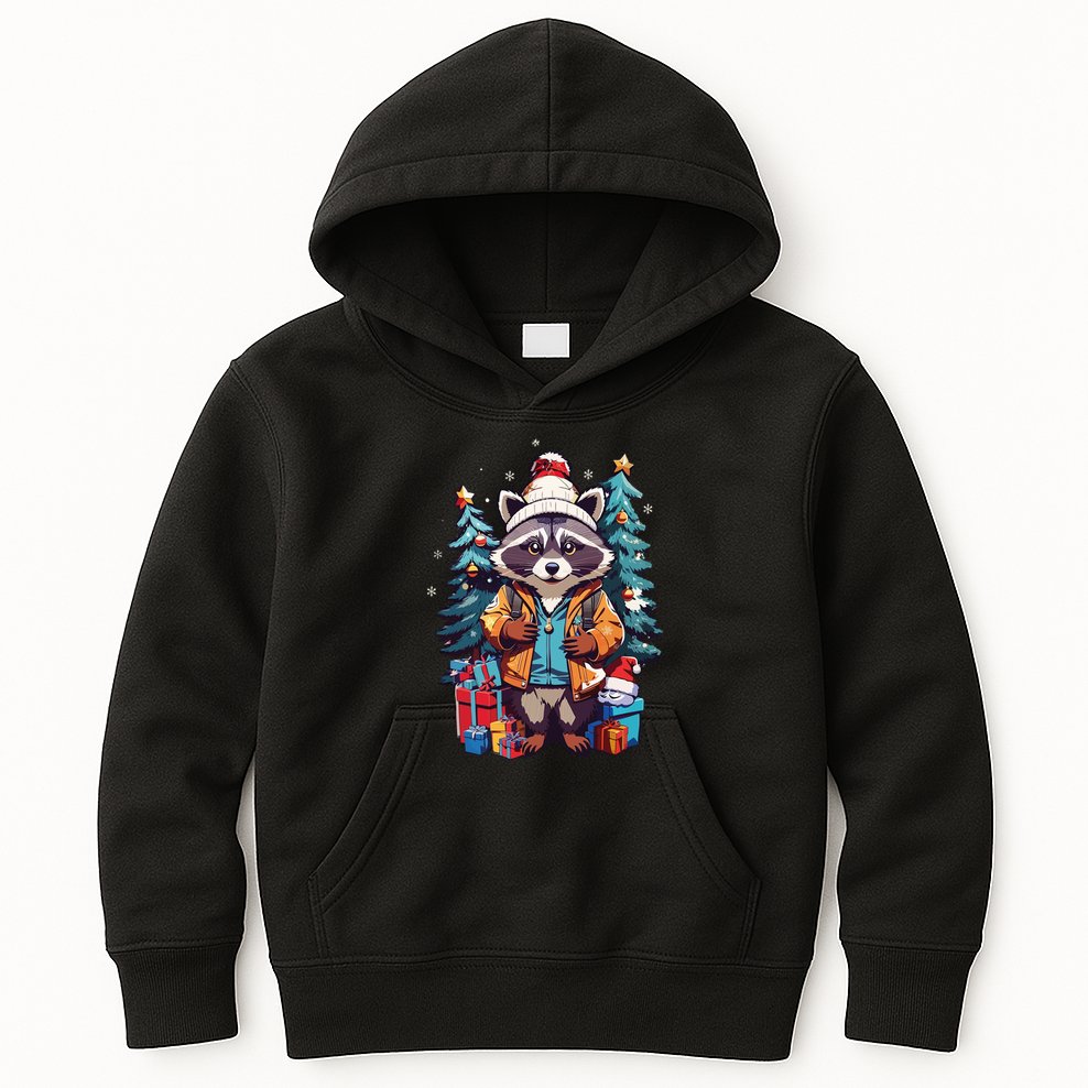 Christmas Raccoon Kids Hoodie