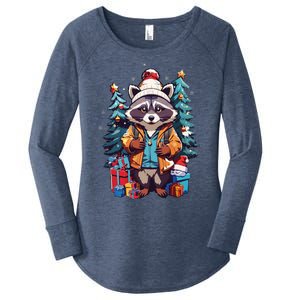 Christmas Raccoon Women's Perfect Tri Tunic Long Sleeve Shirt