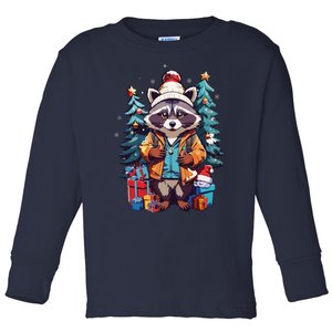 Christmas Raccoon Toddler Long Sleeve Shirt