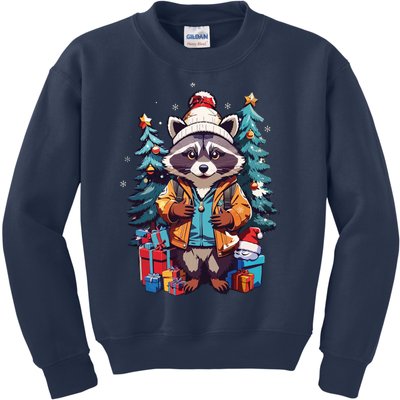 Christmas Raccoon Kids Sweatshirt