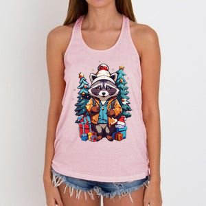 Christmas Raccoon Women's Knotted Racerback Tank