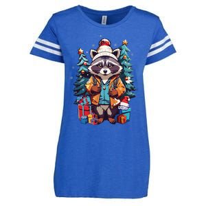 Christmas Raccoon Enza Ladies Jersey Football T-Shirt