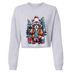 Christmas Raccoon Cropped Pullover Crew