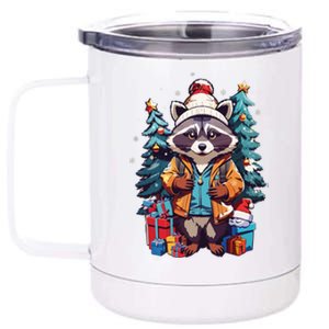 Christmas Raccoon 12 oz Stainless Steel Tumbler Cup