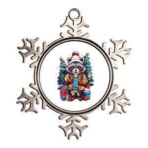 Christmas Raccoon Metallic Star Ornament