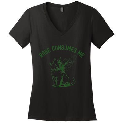 Cat Rage Consumes Me Women's V-Neck T-Shirt