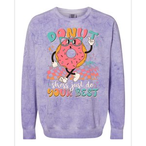 Cute Retro Cartoon Donut Stress Just Do Your Best Colorblast Crewneck Sweatshirt