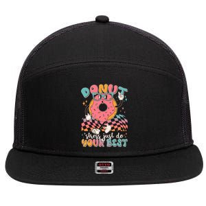 Cute Retro Cartoon Donut Stress Just Do Your Best 7 Panel Mesh Trucker Snapback Hat