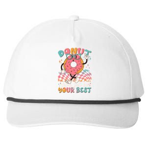 Cute Retro Cartoon Donut Stress Just Do Your Best Snapback Five-Panel Rope Hat