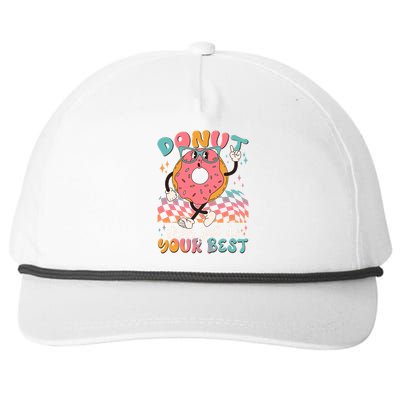 Cute Retro Cartoon Donut Stress Just Do Your Best Snapback Five-Panel Rope Hat