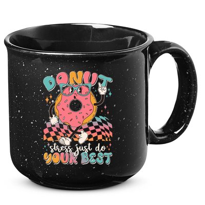 Cute Retro Cartoon Donut Stress Just Do Your Best 15oz Campfire Ceramic Mug
