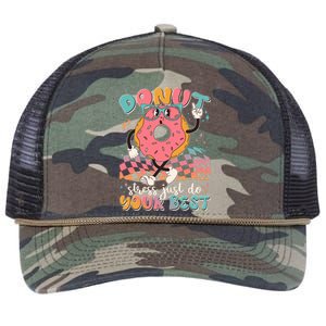 Cute Retro Cartoon Donut Stress Just Do Your Best Retro Rope Trucker Hat Cap