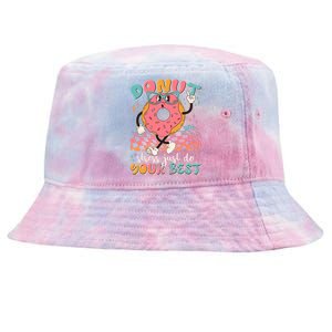 Cute Retro Cartoon Donut Stress Just Do Your Best Tie-Dyed Bucket Hat