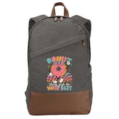 Cute Retro Cartoon Donut Stress Just Do Your Best Cotton Canvas Backpack