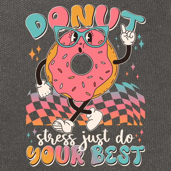 Cute Retro Cartoon Donut Stress Just Do Your Best Cotton Canvas Backpack