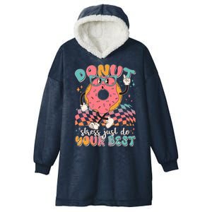 Cute Retro Cartoon Donut Stress Just Do Your Best Hooded Wearable Blanket