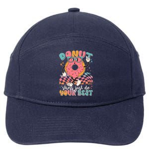 Cute Retro Cartoon Donut Stress Just Do Your Best 7-Panel Snapback Hat