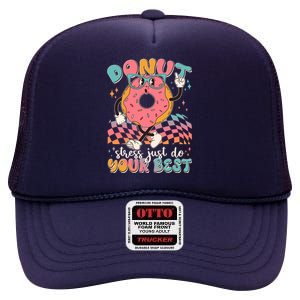 Cute Retro Cartoon Donut Stress Just Do Your Best High Crown Mesh Back Trucker Hat