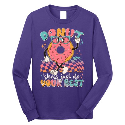 Cute Retro Cartoon Donut Stress Just Do Your Best Long Sleeve Shirt