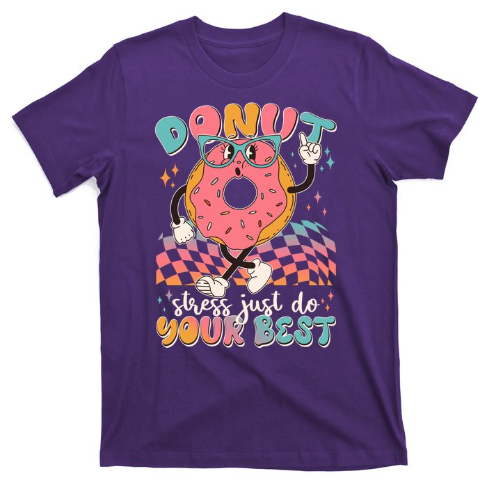 Cute Retro Cartoon Donut Stress Just Do Your Best T-Shirt