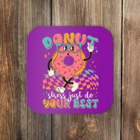 Cute Retro Cartoon Donut Stress Just Do Your Best Coaster