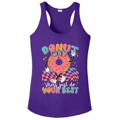Cute Retro Cartoon Donut Stress Just Do Your Best Ladies PosiCharge Competitor Racerback Tank