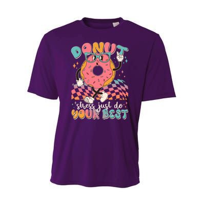 Cute Retro Cartoon Donut Stress Just Do Your Best Performance Sprint T-Shirt