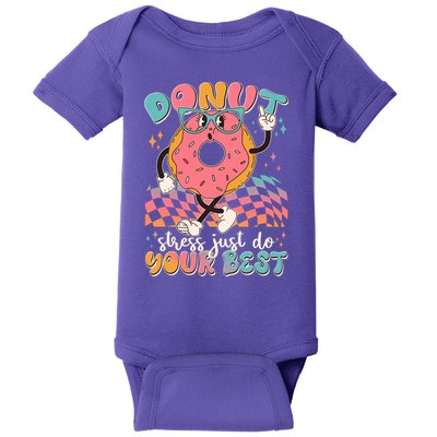 Cute Retro Cartoon Donut Stress Just Do Your Best Baby Bodysuit