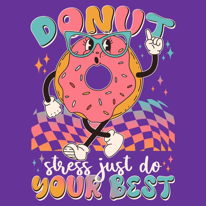 Cute Retro Cartoon Donut Stress Just Do Your Best Tie-Dye T-Shirt