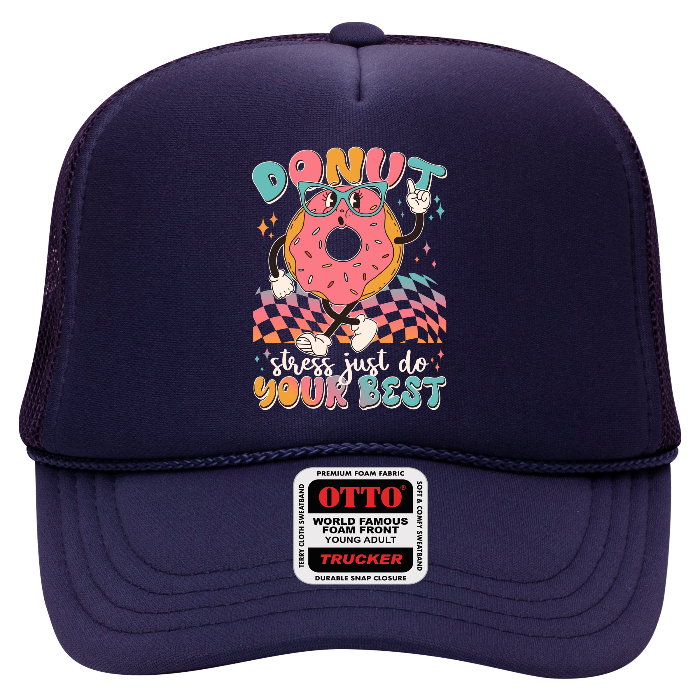 Cute Retro Cartoon Donut Stress Just Do Your Best Hat
