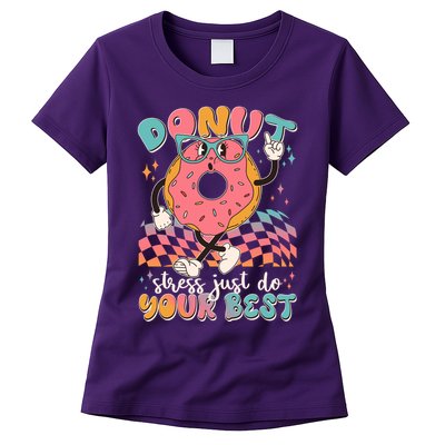 Cute Retro Cartoon Donut Stress Just Do Your Best Womens T-Shirt