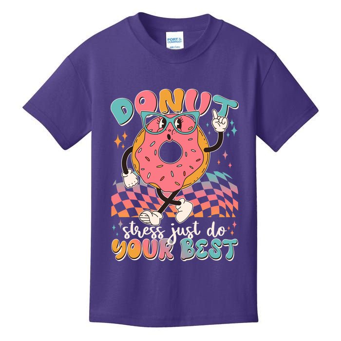 Cute Retro Cartoon Donut Stress Just Do Your Best Kids T-Shirt