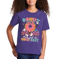 Cute Retro Cartoon Donut Stress Just Do Your Best Kids T-Shirt
