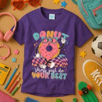 Cute Retro Cartoon Donut Stress Just Do Your Best Kids T-Shirt