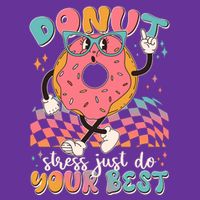 Cute Retro Cartoon Donut Stress Just Do Your Best Kids T-Shirt