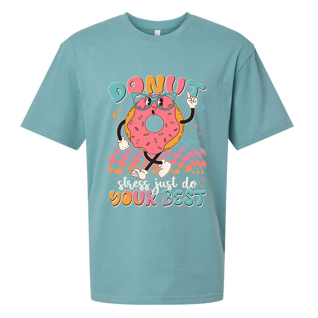 Cute Retro Cartoon Donut Stress Just Do Your Best Sueded Cloud Jersey T-Shirt