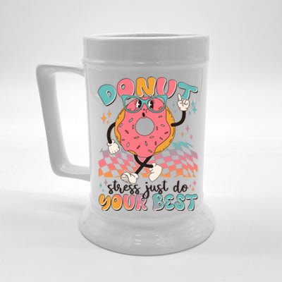 Cute Retro Cartoon Donut Stress Just Do Your Best Beer Stein