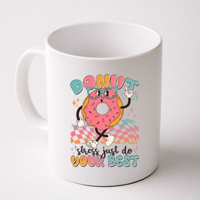 Cute Retro Cartoon Donut Stress Just Do Your Best Coffee Mug