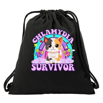 Cat Rainbow Chlamydia Survivor Drawstring Bag