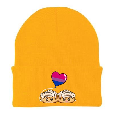 Cinnamon Roll Couple Bisexual Pride Gift Knit Cap Winter Beanie