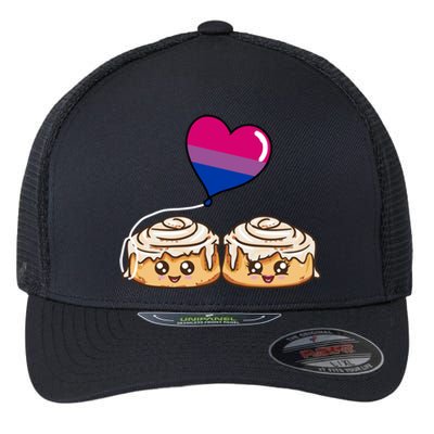 Cinnamon Roll Couple Bisexual Pride Gift Flexfit Unipanel Trucker Cap