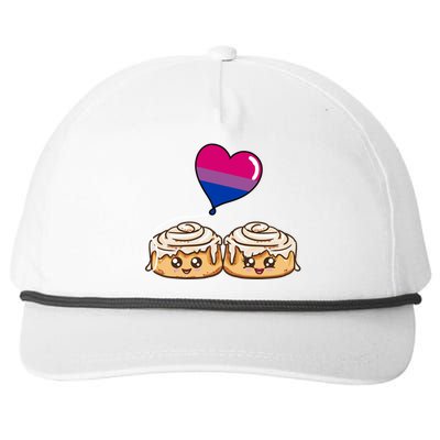 Cinnamon Roll Couple Bisexual Pride Gift Snapback Five-Panel Rope Hat