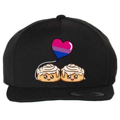 Cinnamon Roll Couple Bisexual Pride Gift Wool Snapback Cap