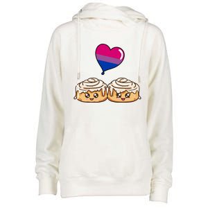 Cinnamon Roll Couple Bisexual Pride Gift Womens Funnel Neck Pullover Hood